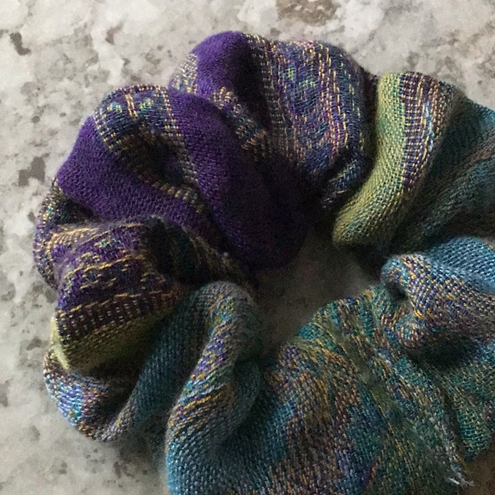 Purple aqua olive Pashmina scarf Scrunchie Dressy